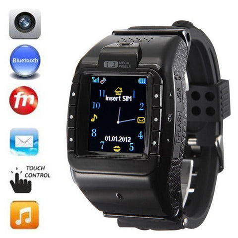 Drop Shipping N388 Unlocked Watch Cell Phone GSM 1.3MP Camera 1.4&quot; Touch Screen Digital Audio Bluetooth Wristwatch Support SIM TF Card