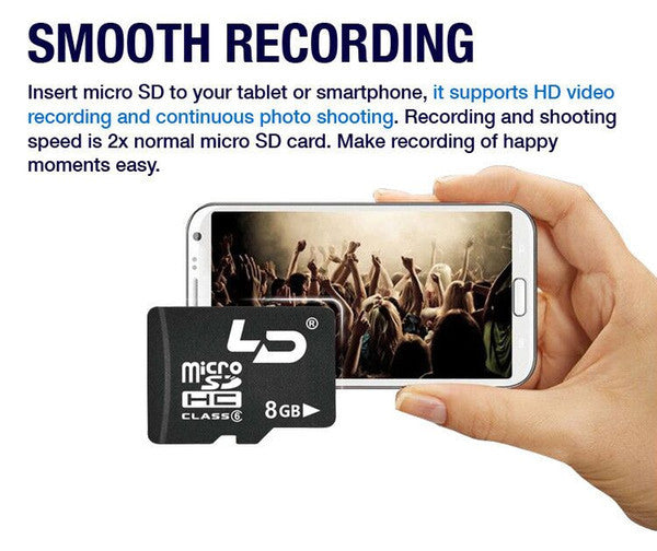 1pc free shipping LD Micro SD Card 8GB Class 6 Memory Card for Android Smartphone/Tablet/Camera