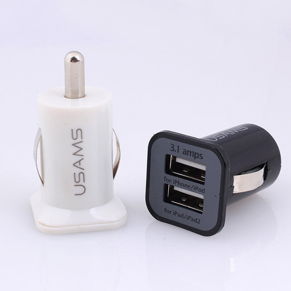 USAMS USB 3.1A Dual USB Ports mini Car Charging Power Adapter portable Universal for iPhone 6 5s HTC Samsung Galaxy S5 S4